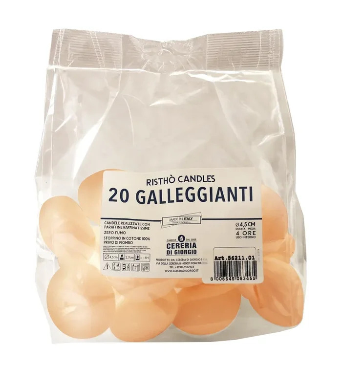 Cereria Di Giorgio Candele Galleggianti Ø 4,5 cm H. 2,7 cm (20 pz) – Cipria