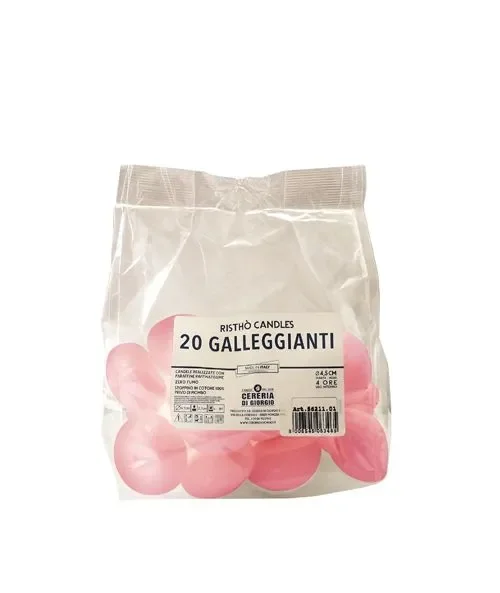Cereria Di Giorgio Candele Galleggianti Ø 4,5 cm H. 2,7 cm (20 pz) – Rosa Bebé