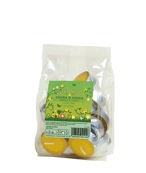 Cereria Di Giorgio Tealight alla Citronella Ø 3,6 cm H. 1,7 cm (12pz) – Durata 3,5 ore