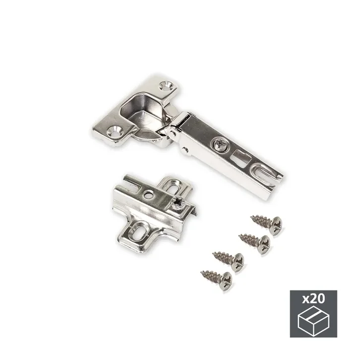 Cerniera a Scodellino 35 mm Collo Dritto 110º Basetta a Vite 20 Pezzi Emuca