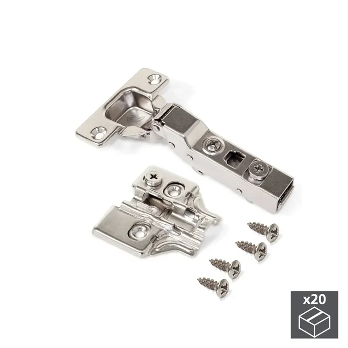 Cerniera a Scodellino 35 mm Mezzo Collo 100° con Basetta 20 Pezzi Emuca