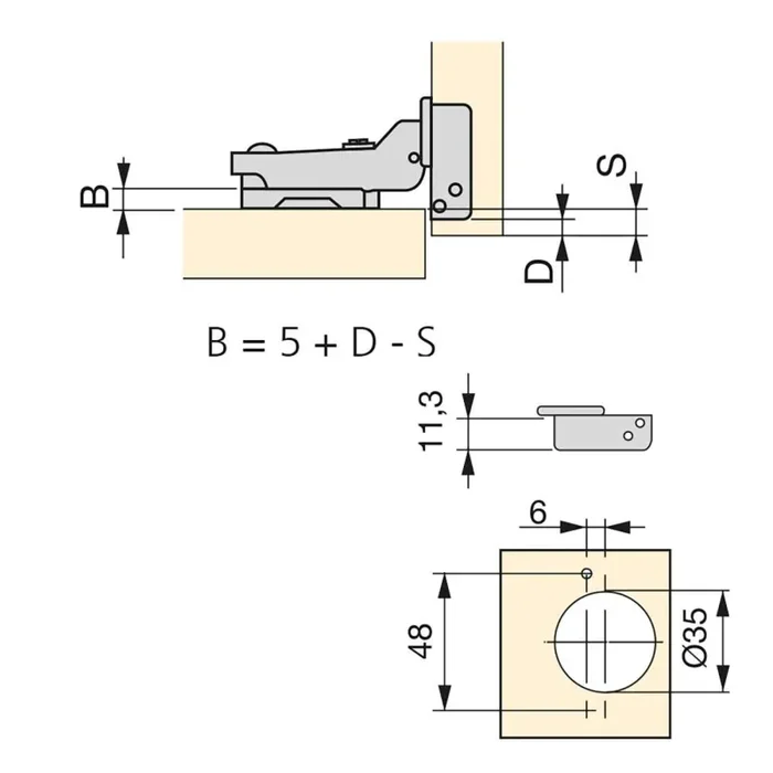 Cerniera a Scodellino 35 mm Mezzo Collo 100° con Basetta 20 Pezzi Emuca - immagine 2
