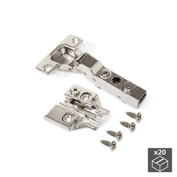 Cerniera a Scodellino 35 mm Mezzo Collo 100° con Basetta 20 Pezzi Emuca
