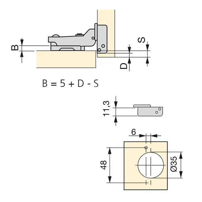 Cerniera a Scodellino 35 mm Mezzo Collo 100° con Basetta 20 Pezzi Emuca - immagine 2