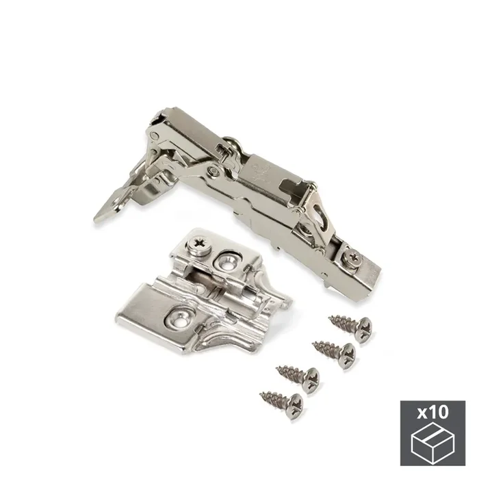 Cerniera a Scodellino X91 Chiusura Ammortizzata Apertura 165º Basetta a Vite Nichelato a Emuca