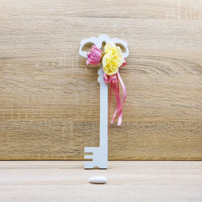 Chiave Verde Chiaro Portafortuna e Sacchetto con Rose Beccalli for Life Fornitura