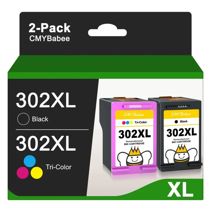 CMYBabee 302 XL 302XL Cartucce d’inchiostro Rigenerate per Cartucce HP 302 Nero e Colore per Envy 4520 4522 4527 DeskJet 1110 2130 3630 3632 3634 3636 Officejet 3830 3833 3834 4650 4657 5220 5230 5232