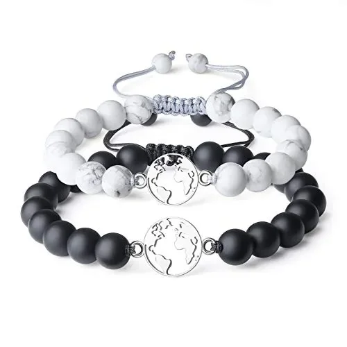 COAI Coppia Bracciali della Distanza ‘Ovunque, Non Importa Dove’ Mappamondo