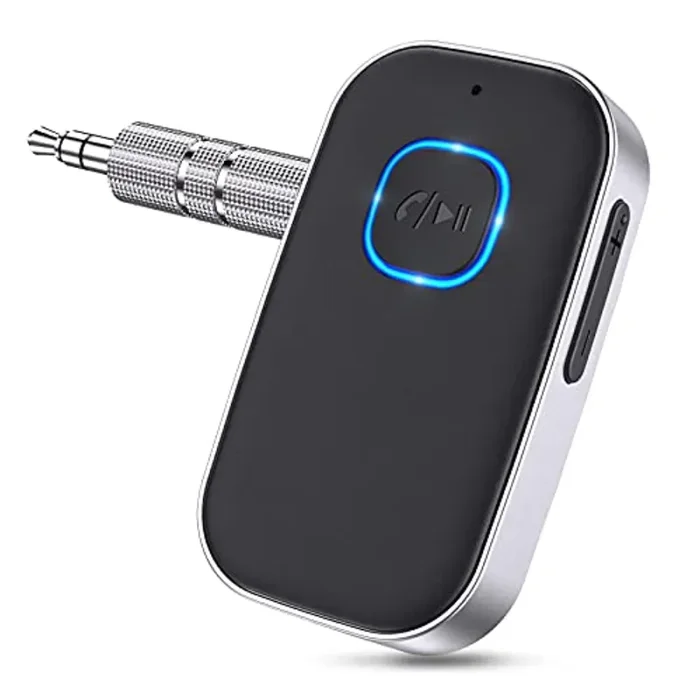 Cocoda Ricevitore Bluetooth Auto con 3.5mm Jack, Cancellazione del Rumore Adattatore Bluetooth Auto per Stereo Casa, Cuffie Cablate, Chiamate in Vivavoce (16 Ore di Riproduzione & Dual Link)