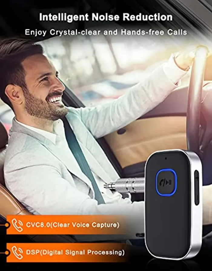 Cocoda Ricevitore Bluetooth Auto con 3.5mm Jack, Cancellazione del Rumore Adattatore Bluetooth Auto per Stereo Casa, Cuffie Cablate, Chiamate in Vivavoce (16 Ore di Riproduzione & Dual Link) - immagine 3