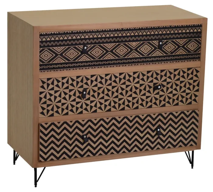 Comò 3 Cassetti in Legno Budapest