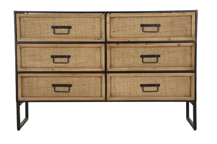 Comò 6 Cassetti 120x40x80 cm in Metallo e Legno - immagine 2