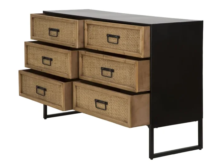 Comò 6 Cassetti 120x40x80 cm in Metallo e Legno - immagine 3