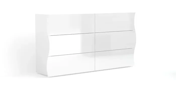 Comò 6 Cassetti 155x40x81,5 cm Onda 6C Bianco Lucido - immagine 3