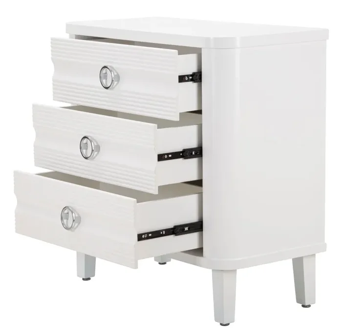 Comò Shine 81x84x40 cm in Legno MDF e Metallo Bianco - immagine 3