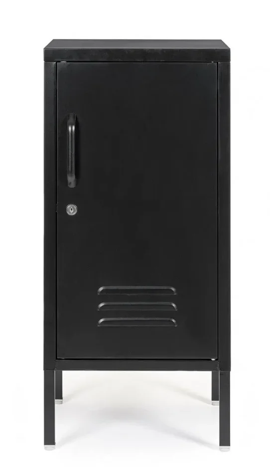 Comodino 1 Anta 40x35x76 cm Cambridge in Acciaio Nero Fornitura - immagine 2