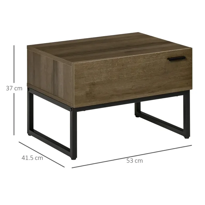 Comodino 1 Cassetto 53×41,5×37 cm in Legno e Acciaio Marrone - immagine 3