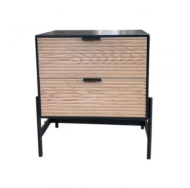Comodino 2 Cassetti 50x40x60 cm Allycia in Legno Nero Vendita online