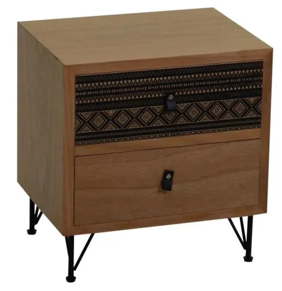 Comodino 2 Cassetti in Legno Budapest