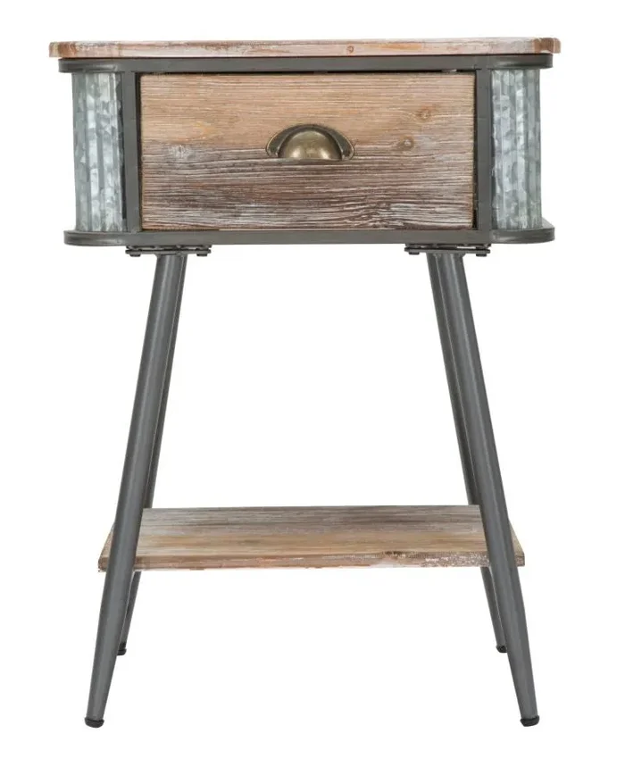 Comodino Bronxs 47,5×36,5×63,5 cm in Ferro e Legno di Abete Nero e Grigio - immagine 2