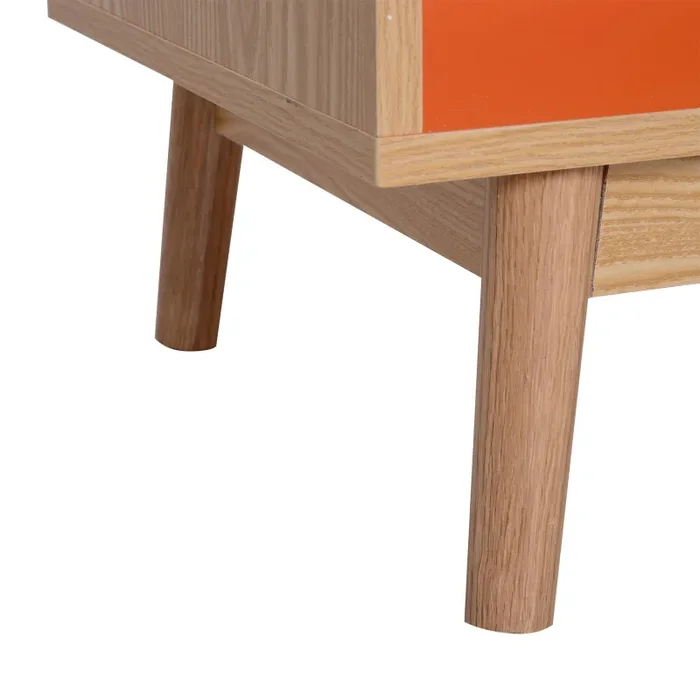 Comodino con Cassetto e Piedini in Legno Arancione 48x40x61.5 cm Moda
