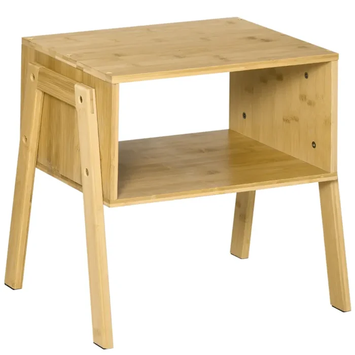 Comodino con Ripiano 43×32,5×42 cm in Bambù Naturale