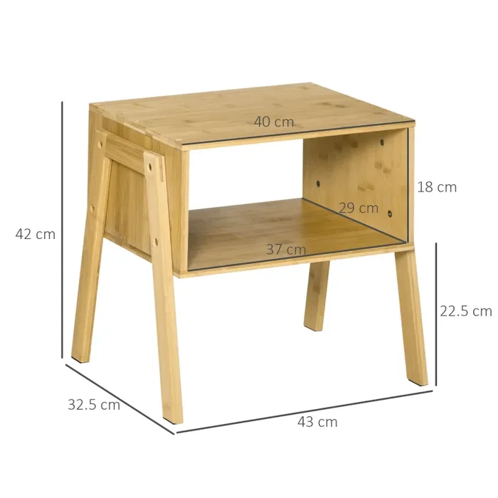 Comodino con Ripiano 43×32,5×42 cm in Bambù Naturale - immagine 3