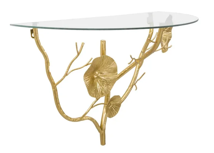 Comodino da Muro Tisty 60x40x30 cm in Ferro e Vetro Oro Vendita calda