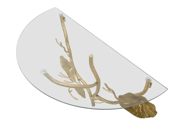 Comodino da Muro Tisty 60x40x30 cm in Ferro e Vetro Oro Vendita calda - immagine 2