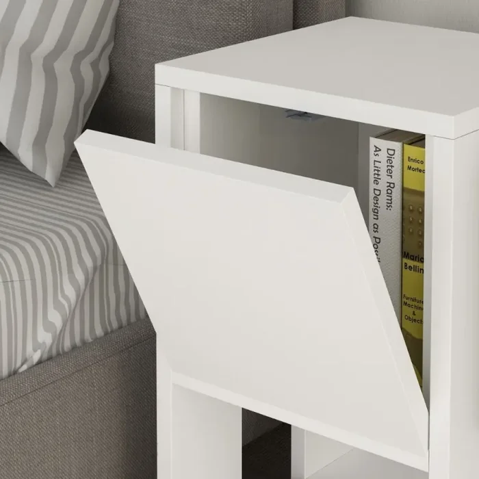 Comodino Ema bianco anta ribalta 30x30x55h cm Vendita calda online - immagine 3
