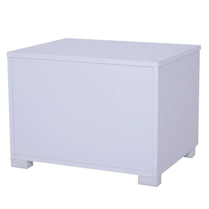 Comodino Moderno in Legno e Vetro 2 Cassetti con Maniglia Bianco 50x40x36,5 cm - immagine 3