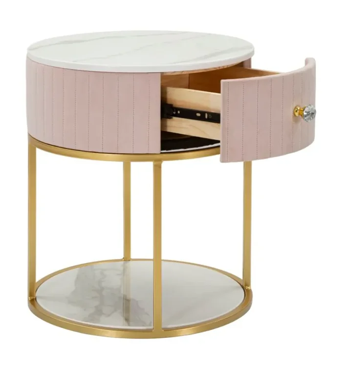 Comodino Montpellier Rosa Ø 42×48 cm in Ferro Legno Online - immagine 2