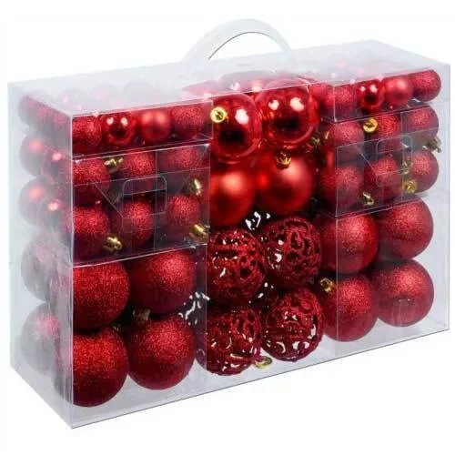 Confezione 100 Palline Natale Colore Rosso Diametro 3/4/6 Cm Addobbo Natalizio - immagine 2