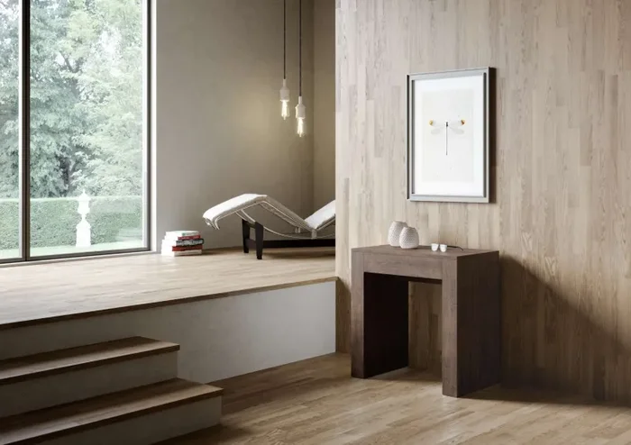 Consolle Allungabile 78-299x47x80 cm in Nobilitato Marrone - immagine 2