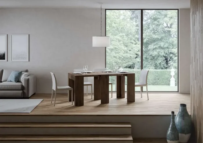 Consolle Allungabile 78-299x47x80 cm in Nobilitato Marrone - immagine 3