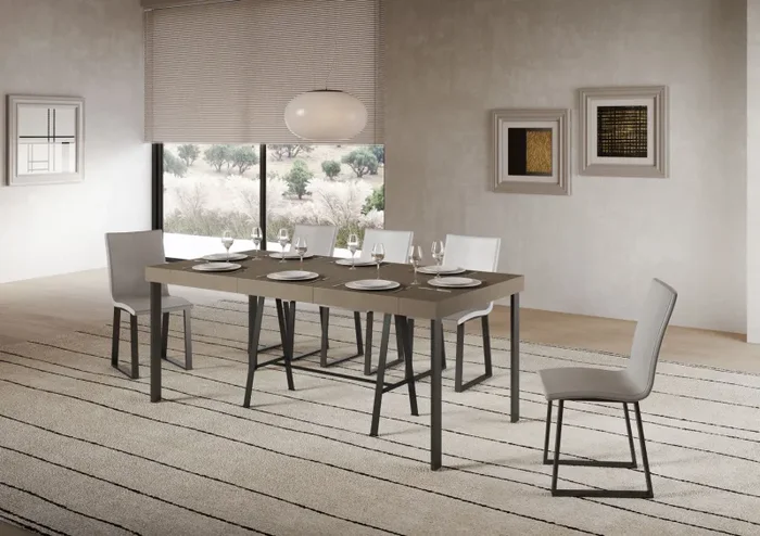 Consolle Allungabile 90-196x40x77 cm Banco Small Premium Tortora Telaio Antracite Fornitura - immagine 3