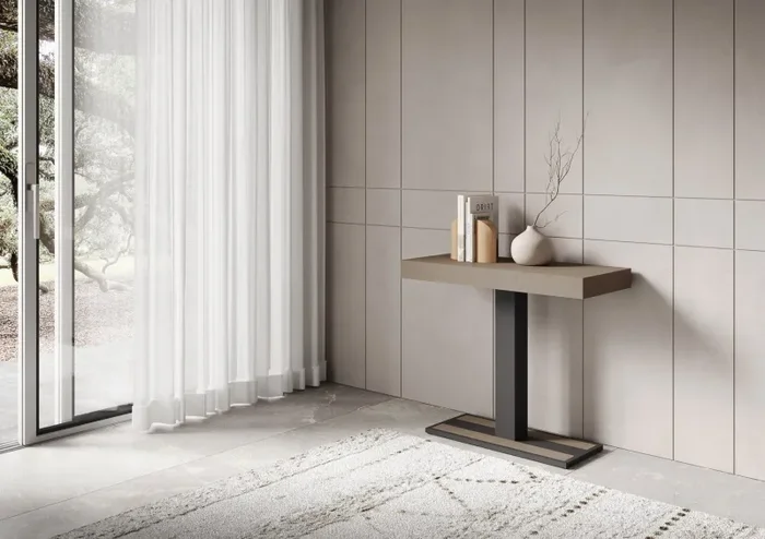 Consolle Allungabile 90-196x40x77 cm Capital Small Premium Tortora Telaio Antracite - immagine 2