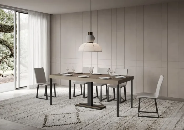 Consolle Allungabile 90-196x40x77 cm Capital Small Premium Tortora Telaio Antracite - immagine 3