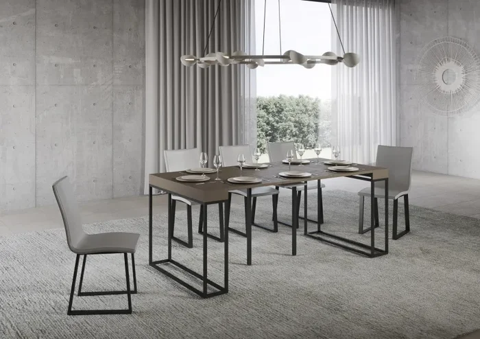 Consolle Allungabile 90-196x40x77 cm Epoca Small Tortora Telaio Antracite - immagine 3