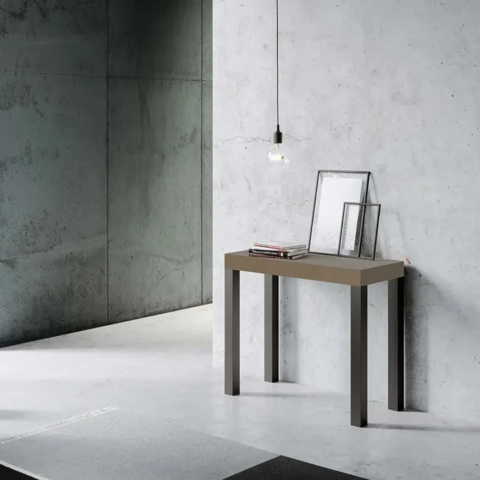 Consolle Allungabile 90-196x40x77 cm Everyday Small Tortora Telaio Antracite - immagine 2