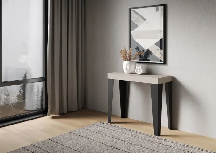 Consolle Allungabile 90-196x40x77 cm Flame Small Premium Cashmere Telaio Antracite - immagine 2