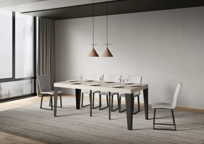 Consolle Allungabile 90-196x40x77 cm Flame Small Premium Cashmere Telaio Antracite - immagine 3