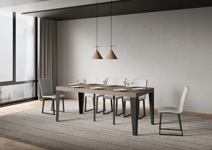 Consolle Allungabile 90-196x40x77 cm Flame Small Premium Tortora Telaio Antracite - immagine 3