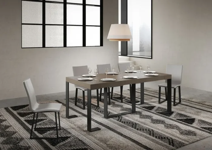 Consolle Allungabile 90-196x40x77 cm Futura Small Premium Tortora Telaio Antracite - immagine 3