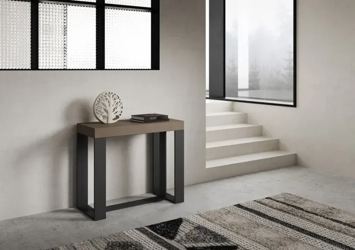 Consolle Allungabile 90-196x40x77 cm Futura Small Tortora Telaio Antracite Online - immagine 2