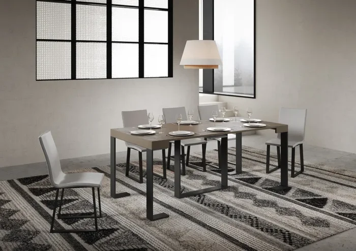 Consolle Allungabile 90-196x40x77 cm Futura Small Tortora Telaio Antracite Online - immagine 3