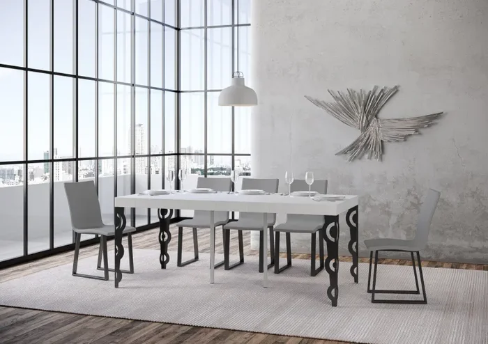 Consolle Allungabile 90-196x40x77 cm in Nobilitato Bianco - immagine 3