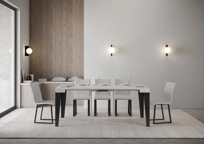 Consolle Allungabile 90-196x40x77 cm in Nobilitato Bianco - immagine 3