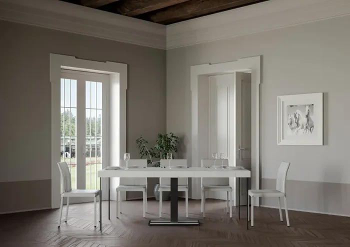 Consolle Allungabile 90-196x40x77 cm in Nobilitato Bianco - immagine 3