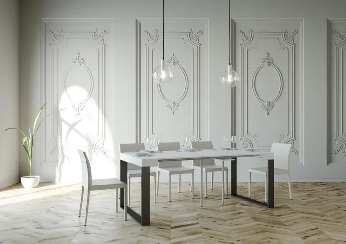 Consolle Allungabile 90-196x40x77 cm in Nobilitato Bianco - immagine 3